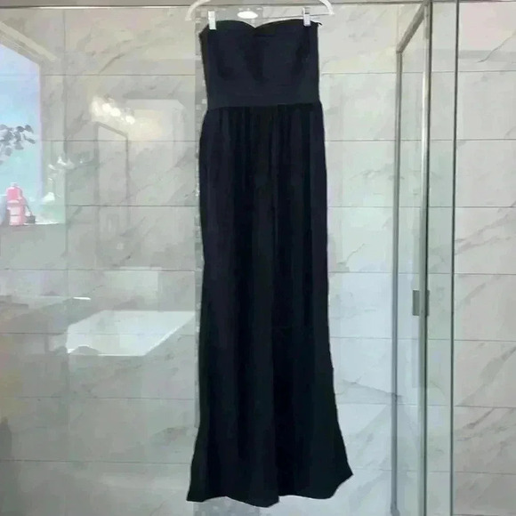 Hot Miami Styles Black Pockets Side Slit Sweetheart Neck Strapless Jumpsuit Sz M - Picture 2 of 12